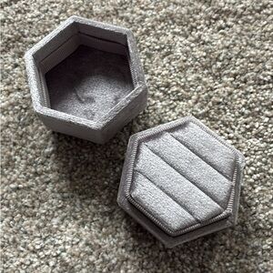 Hexagonal Gray Velvet Ring Box